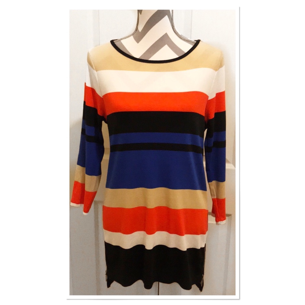 🚨CLOSET CLOSING🚨 Rafaella Striped Tunic w/Side Zippers - Picture 3 of 7